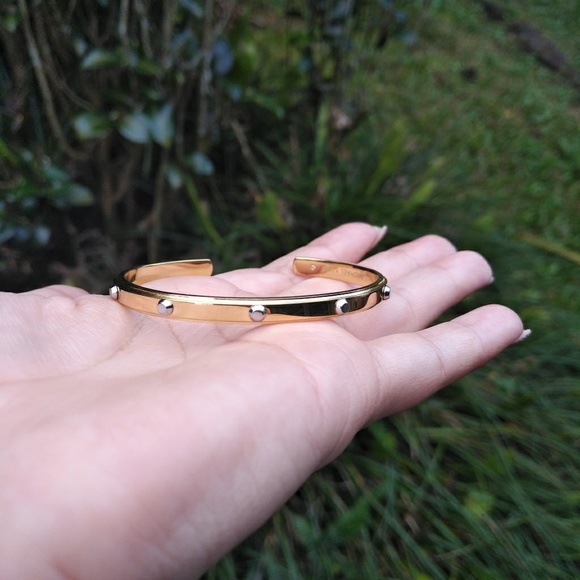 Michael Kors Thin Gold Cuff w/ Gunmetal Studs NWT - Picture 7 of 7